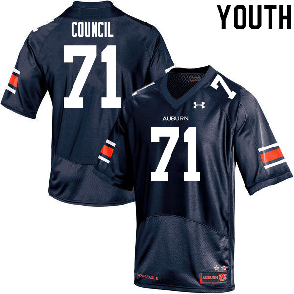 Youth #71 Brandon Council Auburn Tigers College Football Jerseys Sale-Navy - Click Image to Close